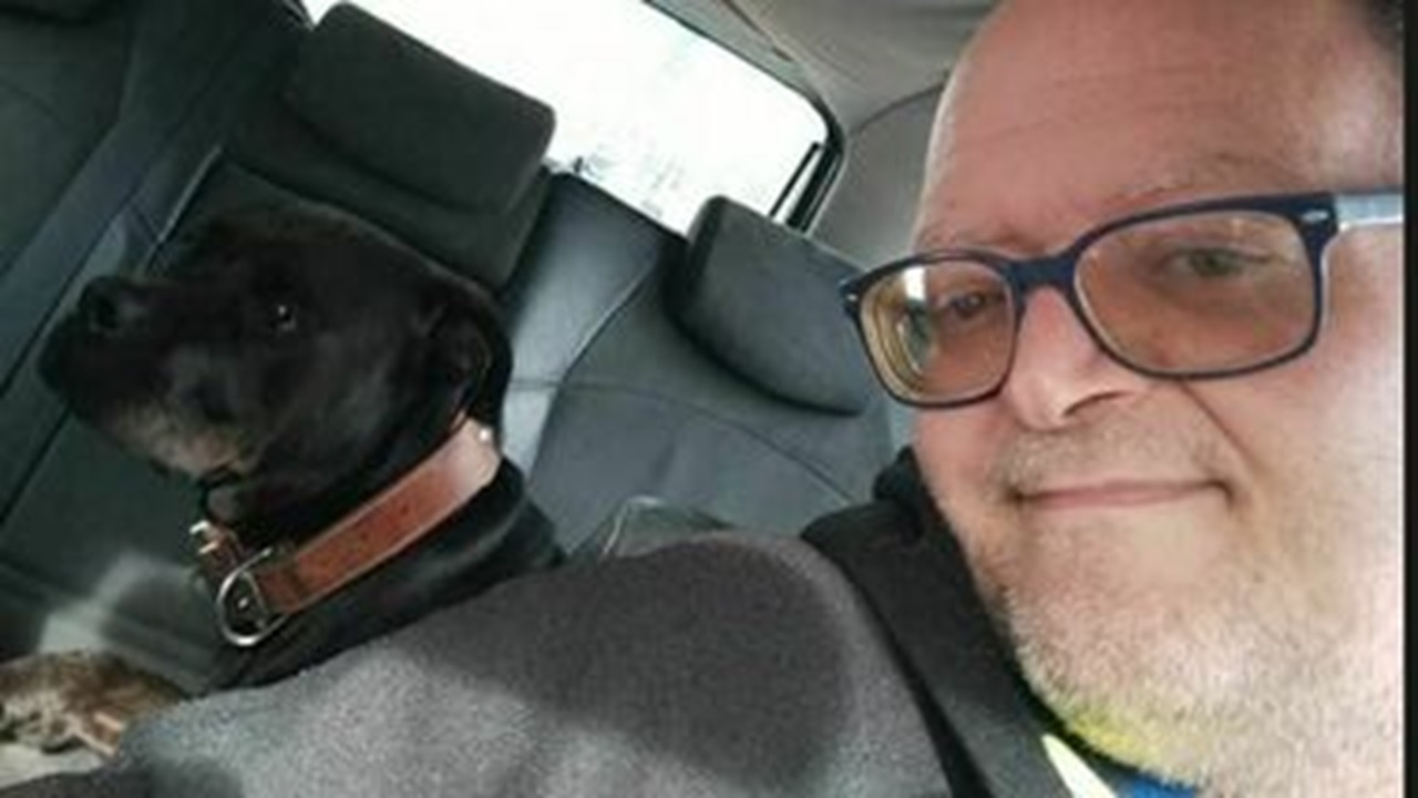 Cane e proprietario in auto